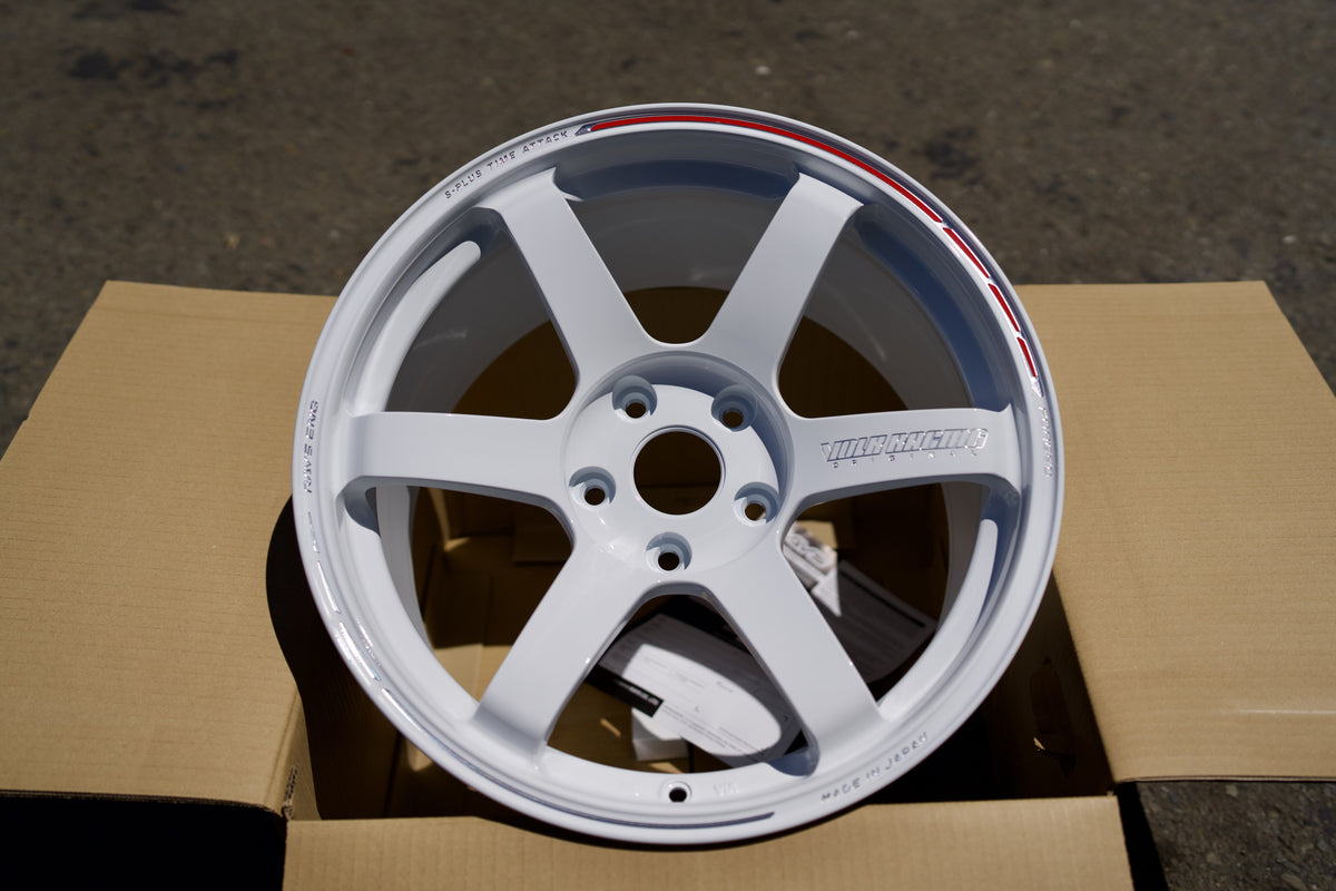 Volk Racing TE37 Saga S-Plus Time Attack Edition 18x10 Dash White REDOT - front face in box