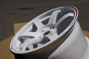 Volk Racing TE37 Saga S-Plus Time Attack Edition Dash White - red line rim detail